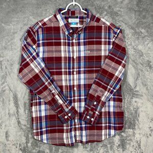Columbia Lightweight Flannel Red & Blue Plaid Shirt‎ Mens XL Long Sleeve